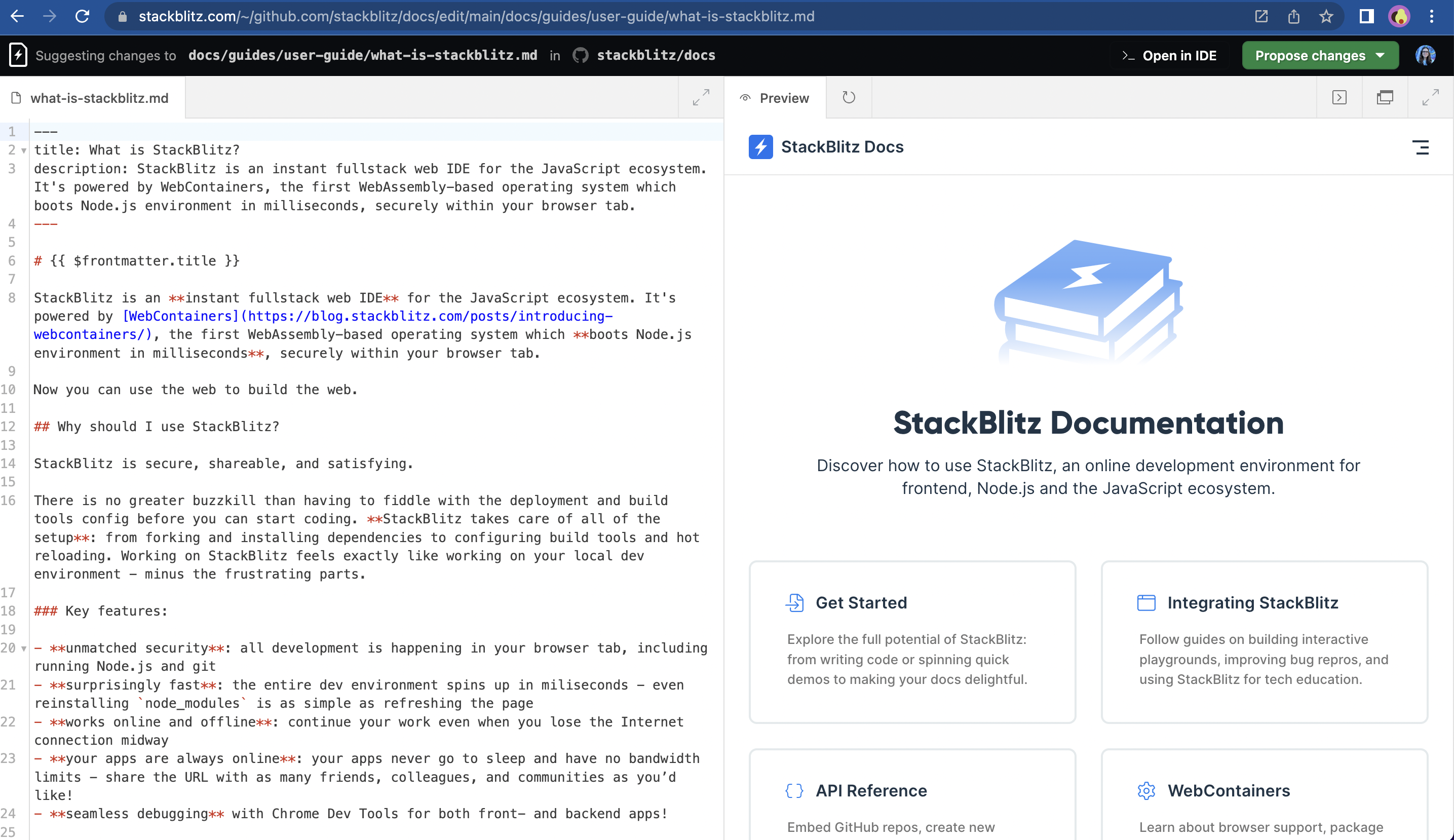 Screenshot of StackBlitz Web Publisher